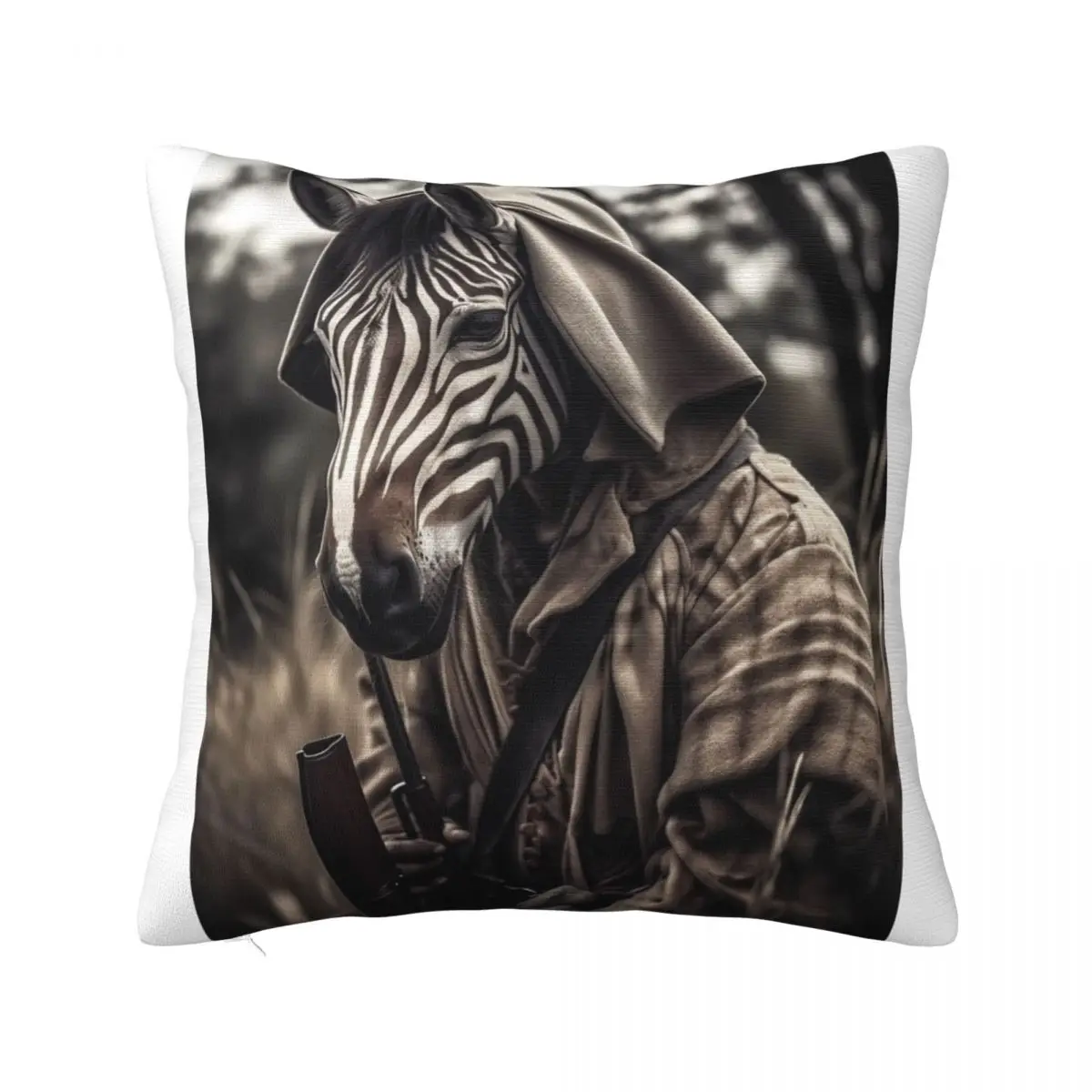 

Zebra Pillow Case Hunting Animal Personify Polyester Travel Pillowcase Zipper Summer Soft Cover