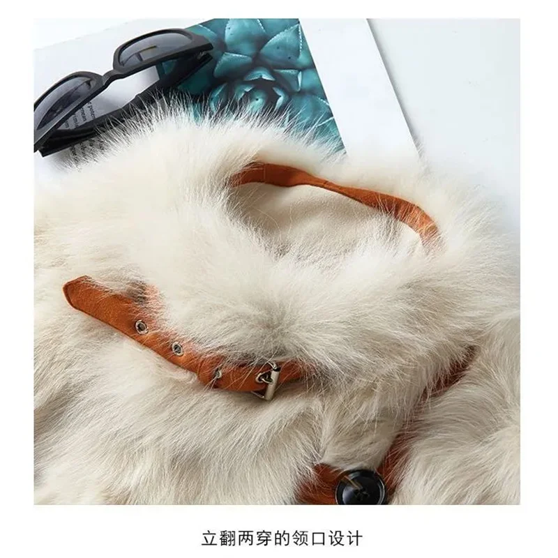 Женское пальто 2024 зимнее с лисьим мехом и травой женское средней длины