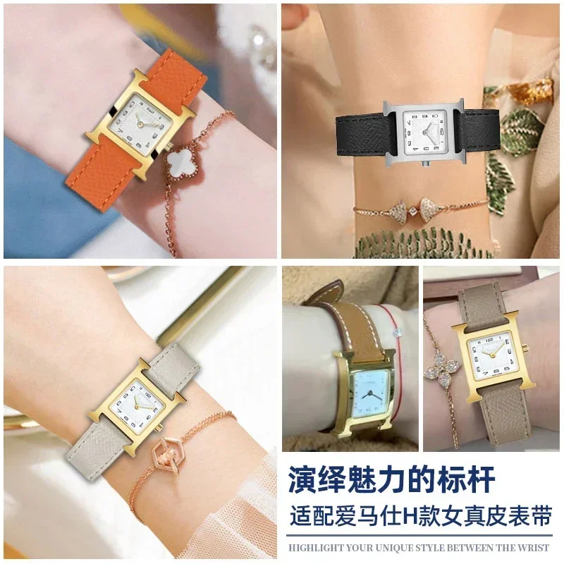 Фото Ремешок из натуральной кожи для часов подходит для Hermes 14 мм, 16 мм, 18 мм, модный удобный мягкий браслет из воловьей кожи №4