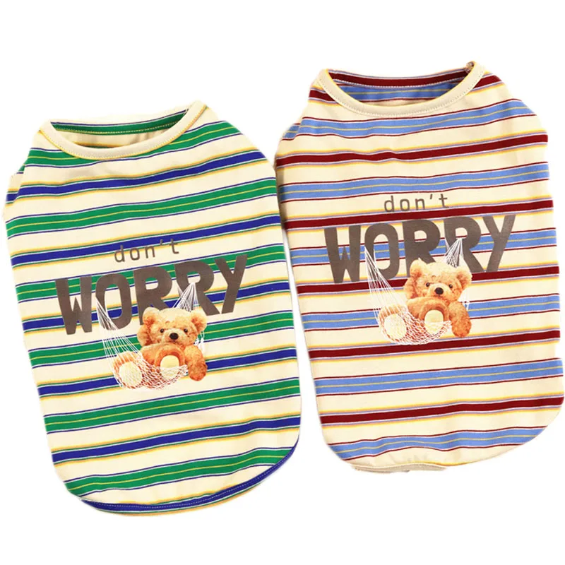 

Thin Dog Vest Pet Dog Clothes Summer Strips Puppy Cat Hoodies Sleeveless T-Shirt Dog Clothing For Small Dogs Yorkie Pets Clothes