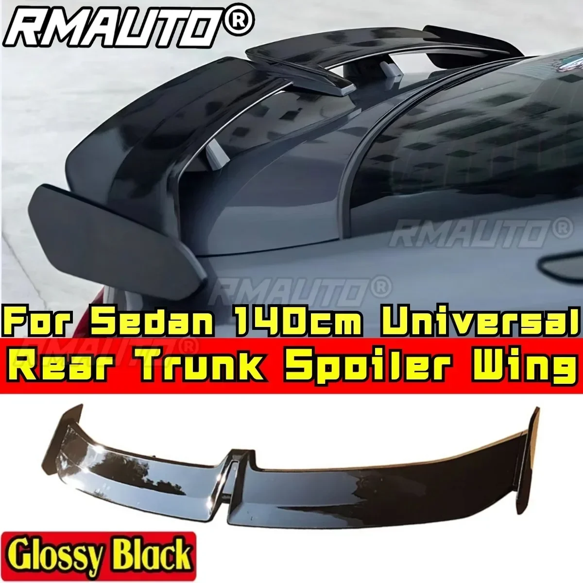 140cm Universal Rear Trunk Spoiler Gloss Black PRO Style Car Wing Body Kit For Sedan Accessories