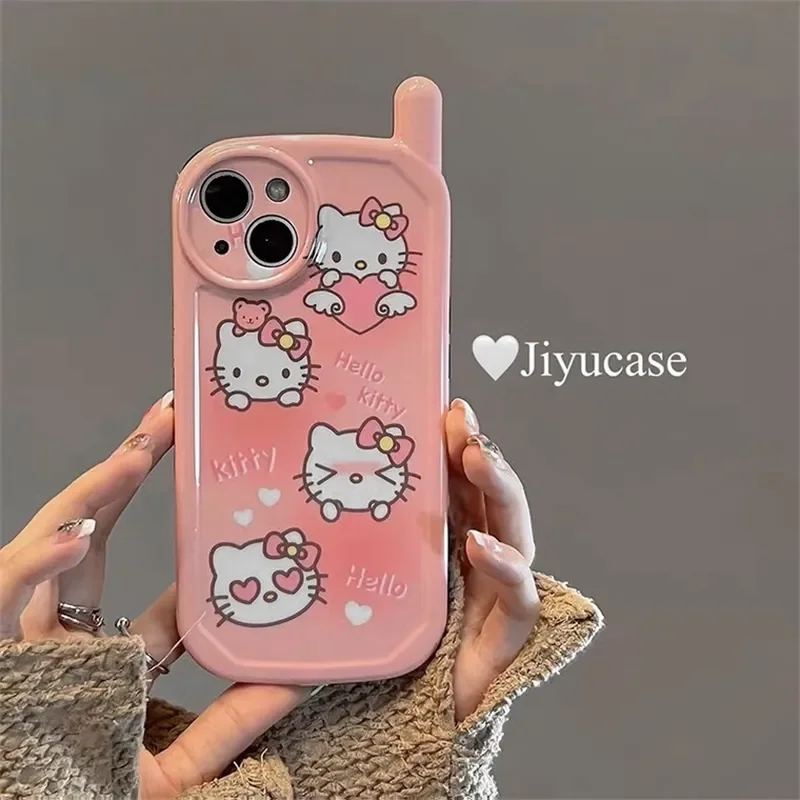 

Hello Kitty Soft Silicone Phone Case for IPhone13 12 11Promax 13Pro 7 8Plus X XS MAX XR Cartoon Lens Protection Holder Cover