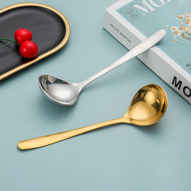Изысканная маленькая суповая ложка из нержавеющей стали в Корейском стиле