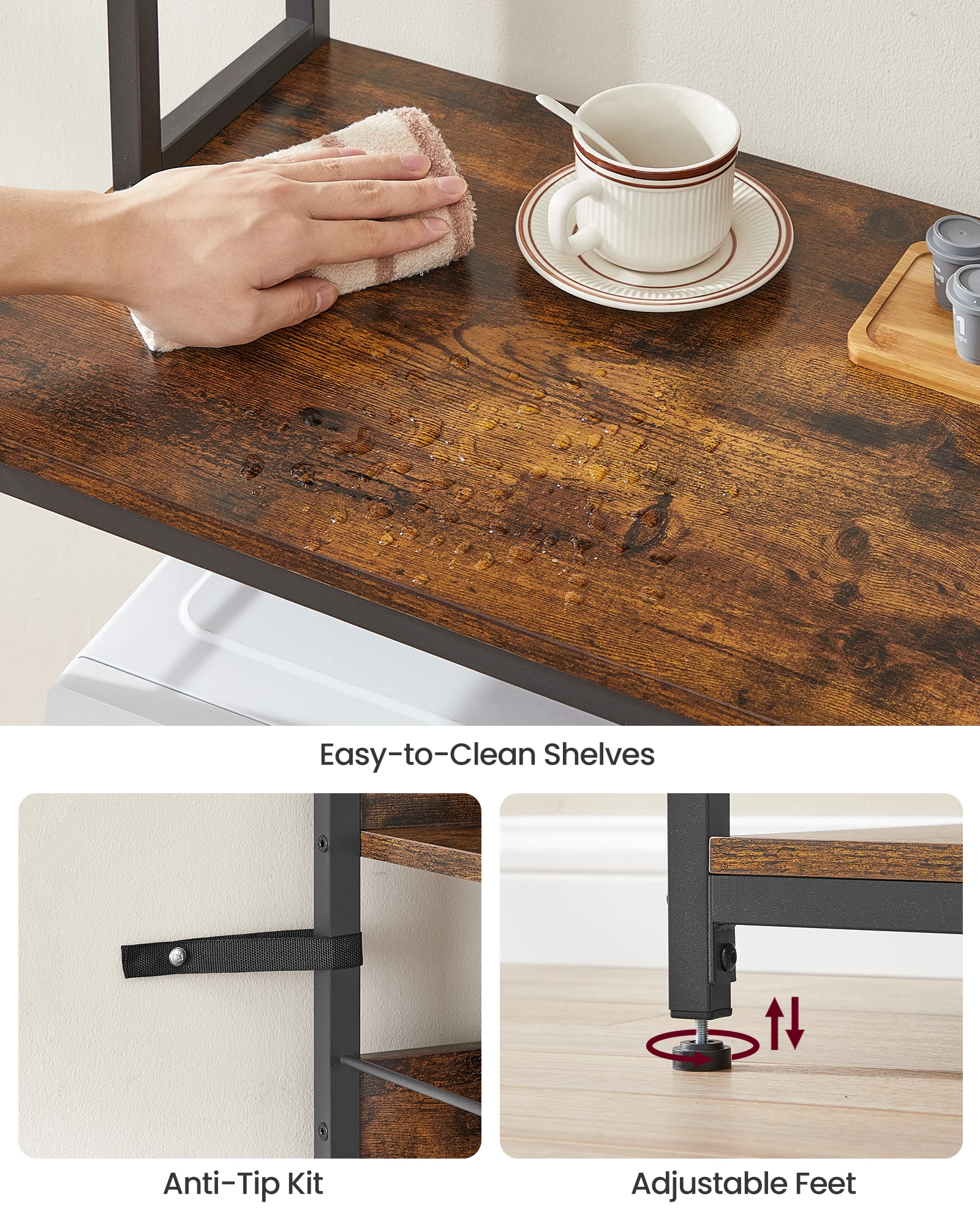 Стойка для пекарей с розеткой Подставка микроволновой печи 14-крючками Полка