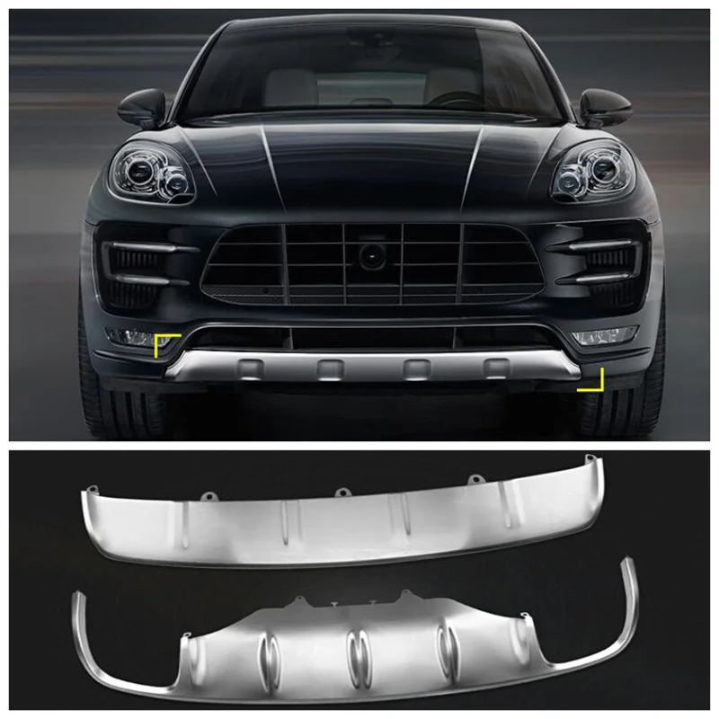 

For Porsche Macan 2014 2015 2016 2017 2018 High Quality Stainless Steel Car Front Rear Splitters Bumper Protector Guard Plate