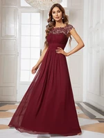 elegant evening dresses long a line o neck sleeveless floor length 2022 ever pretty of burgundy red chiffon simple prom dress