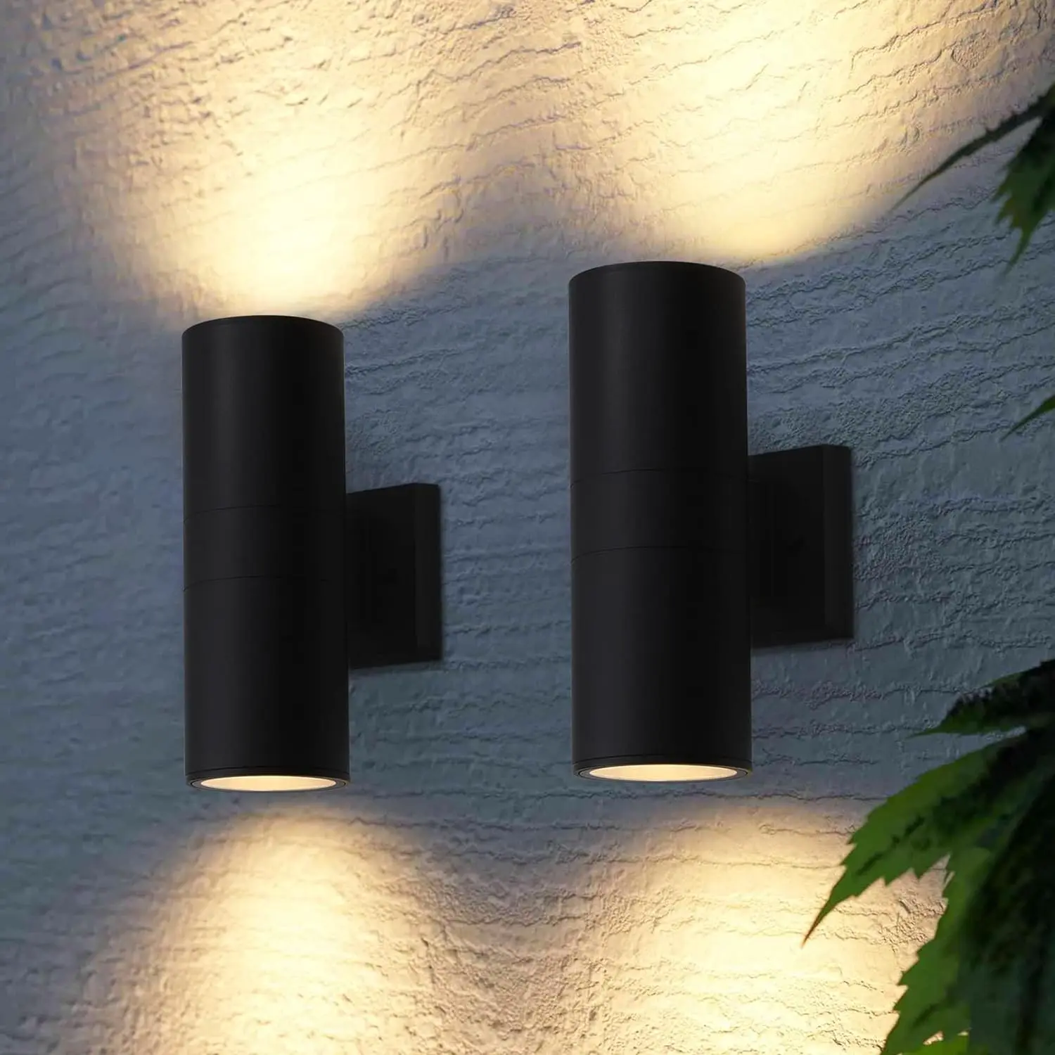 

Modern Outdoor Cylinder Lights, Porch Light in 2 Lights, Up Down Lights Outdoor, Matte Black Waterproof Sconce, Aluminum, E26