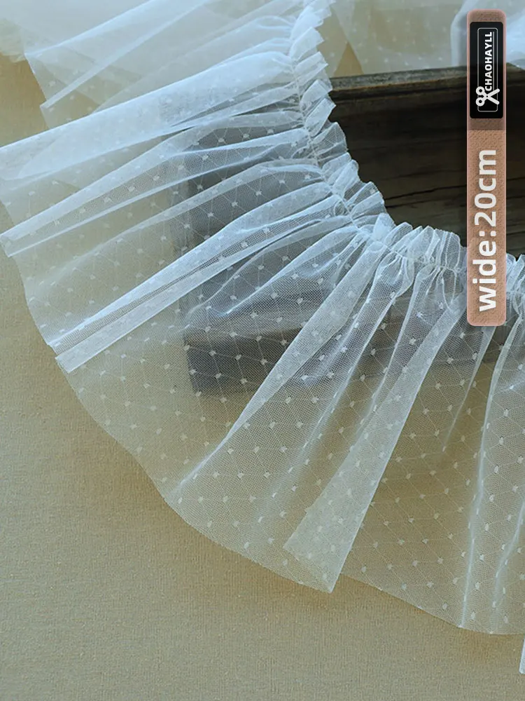 

20CM Wide Mesh Dot Frill Tulle Lace for Fringe Trimming Prom Dresses Party Wedding Dress Sewing Accessories Nigerian Fabrics