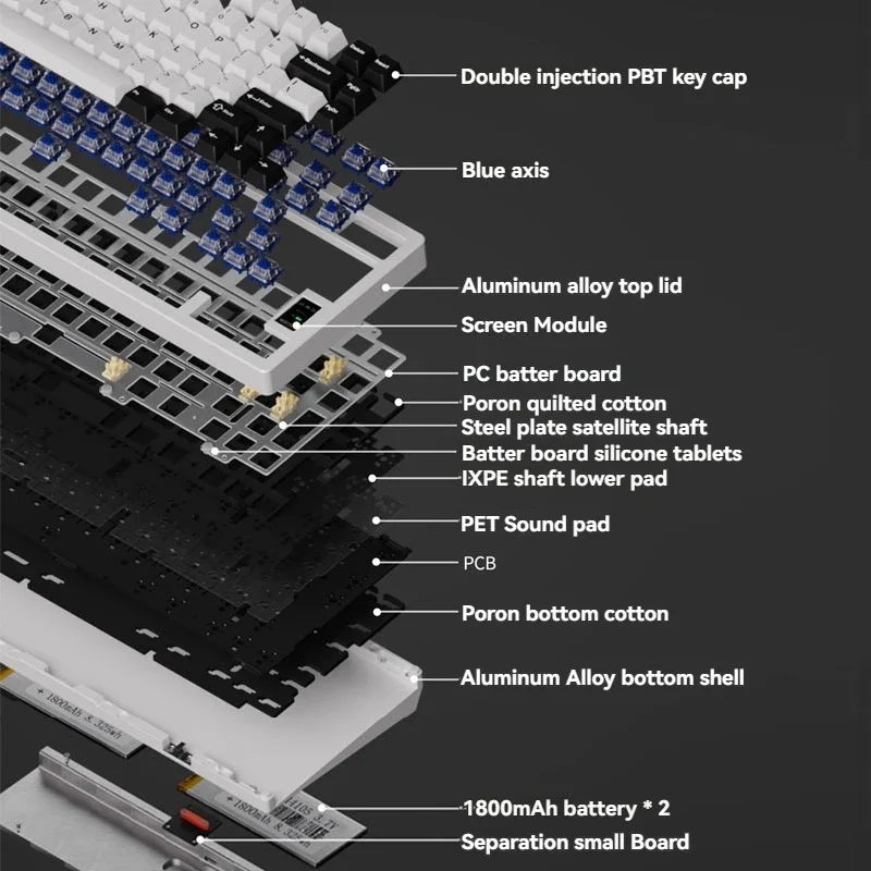 Беспроводная механическая клавиатура ND75 RGB с экраном