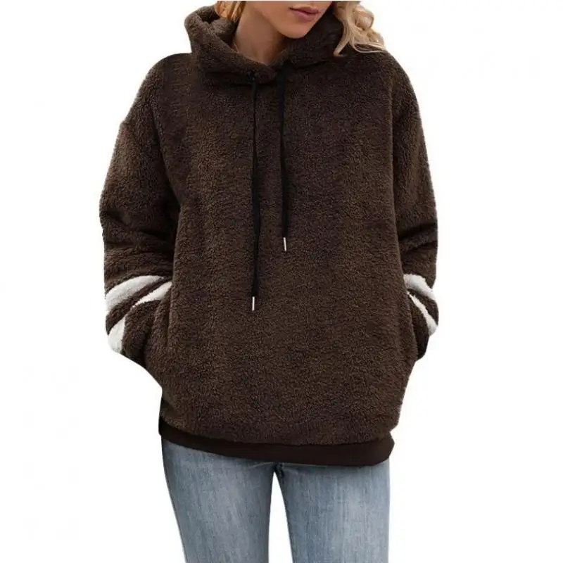 

Fluffy Hoodies Women Warm Plush Sweatshirts Casual Autumn Winter Soft Thick Tops for Teens Loose Fashion Pullover