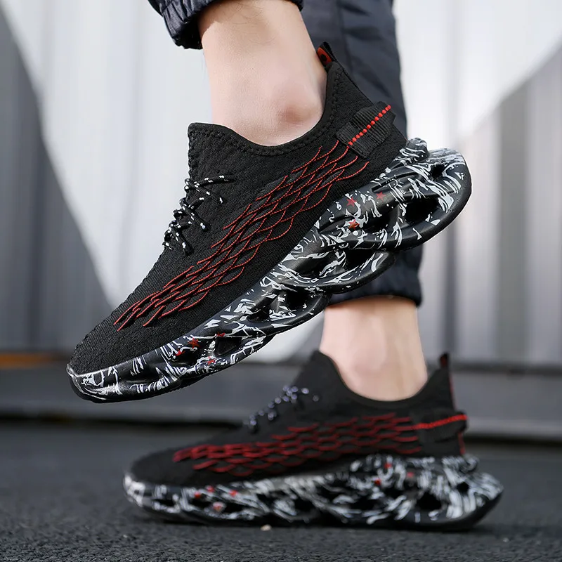 

Men's shoes flying woven mesh breathable sports shoes casual breathable increased wear-resistant shoes graffiti trendy shoes