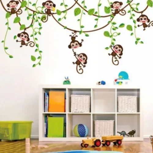 

Vinyl Monkey Bedroom Wall Sticker Decals Mural Jungle Nursery Monkey Kid Room Decoartion Home Decor