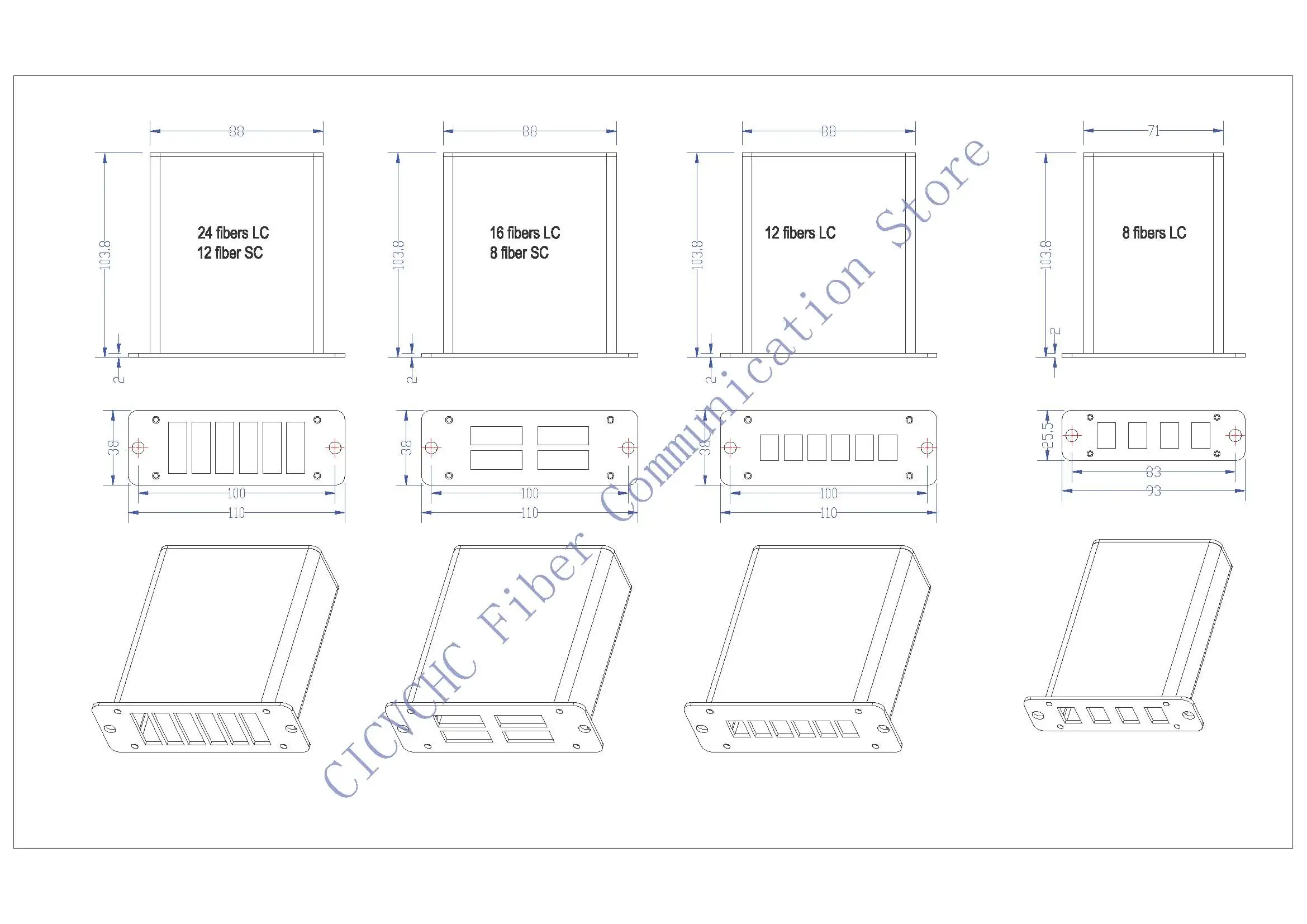 2pcs 12 Fibers MPO/APC-SC Cassettes with Single mode OS2 fiber, Aluminum shell, Removable panel