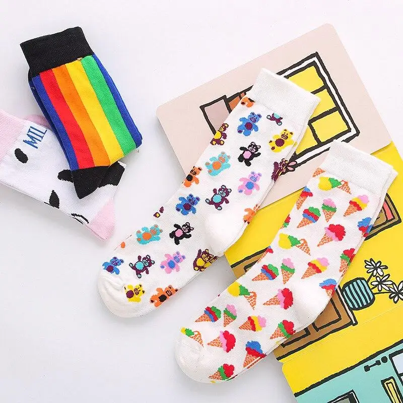 

Japanese Kawaii Cartoon Cute Socks Multicolor Hip Hop Skateboard Long Socks Women Casual Fashion Girls Harajuku Streetwear Socks