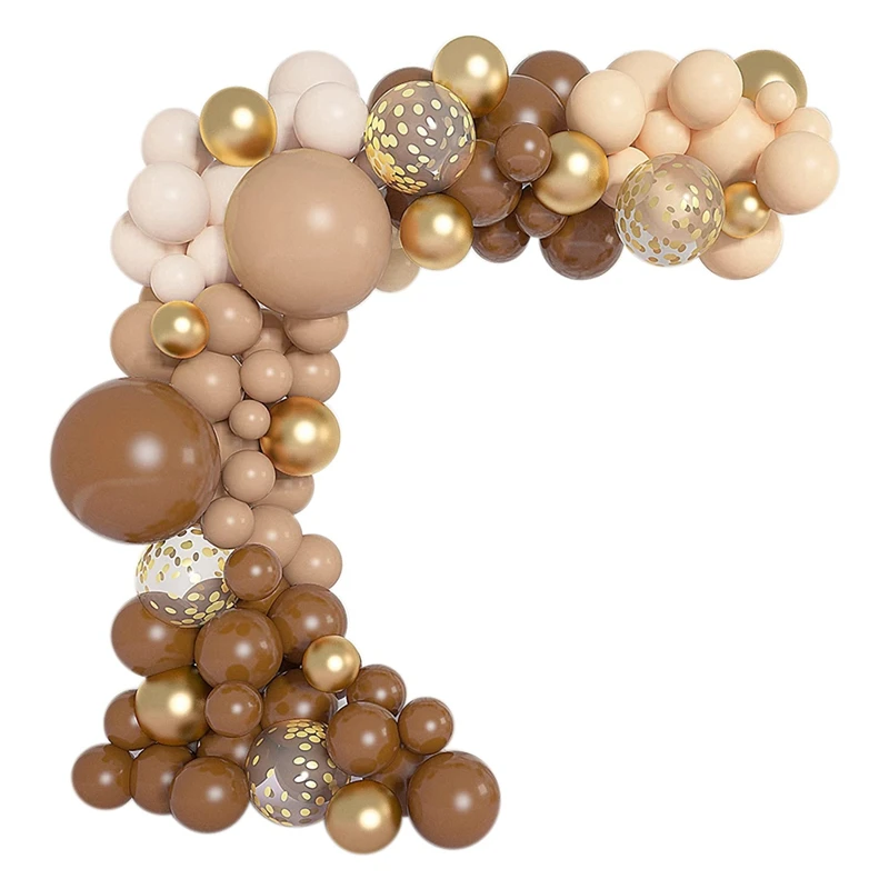 

Hot XD-126Pcs Coffee Brown Balloon Garland Beige Apricot Nude Caramel Latex Balloons Arch Jungle Safari Kids Birthday Decor