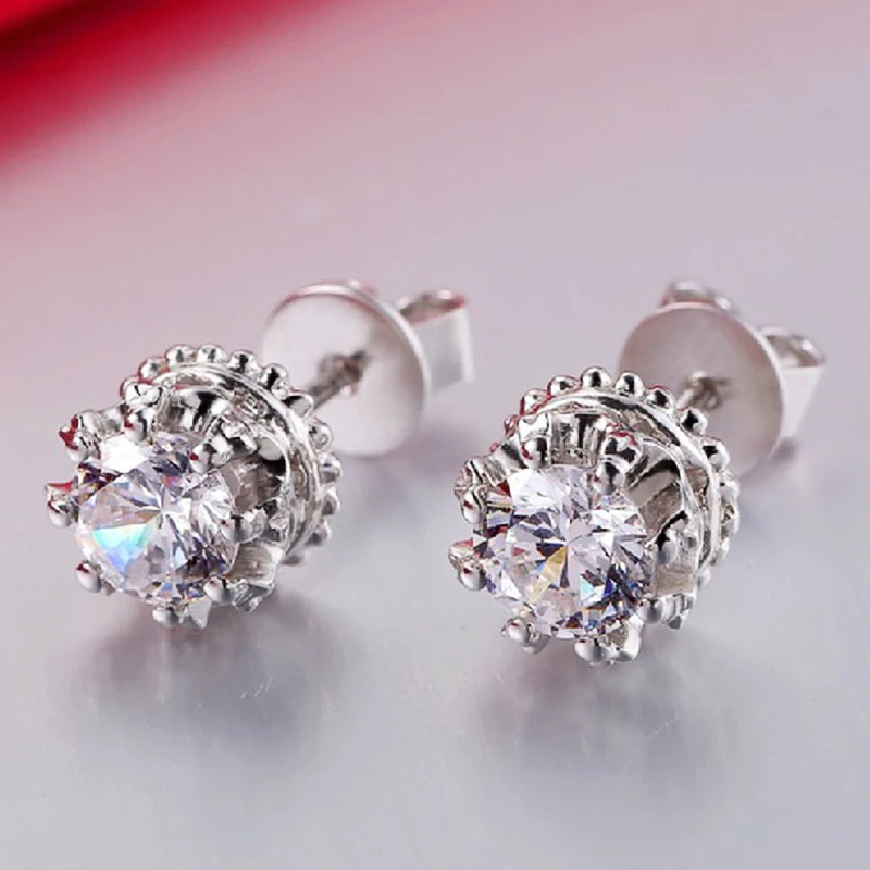 

New Classic Round Cubic Zirconia Women's Stud Earrings Piercing Brilliant Girl Accessories Fancy Gift Timeless Style Earrings