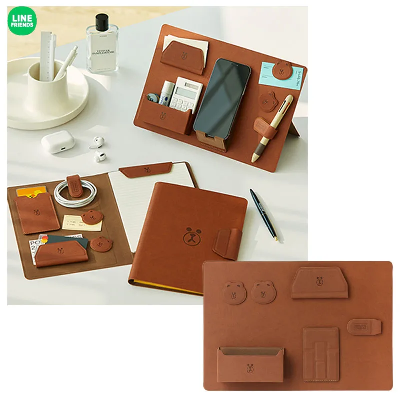 

Line Friends Cartoon Anime Brown Desktop Storage Rack Kawaii Cute Multifunctional Stationery Storage Board Clip Office Supplies