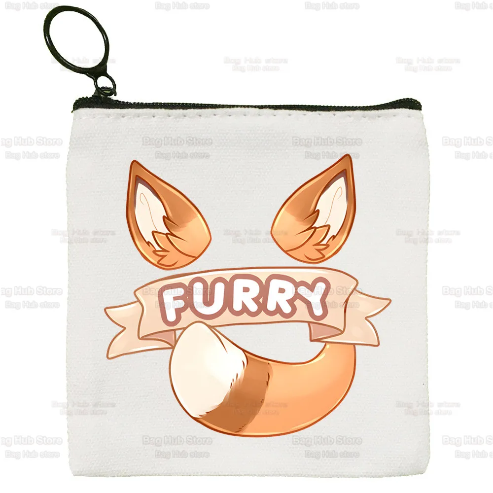 Furry Canvas Coin Purse Custompattern Logo Storage Pouch Canvas Bag New Coin Bag Key Coin Purse
