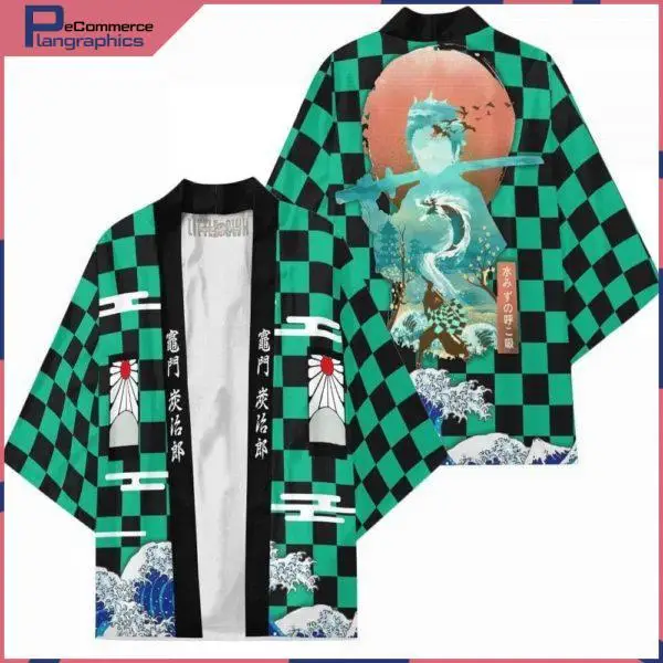 

Kamado Tanjirou Cosplay Costumes Kimono Anime Demon Slayer Women Men Green Pajamas Jacket Cardigan Bathrobe Haori Cloak New