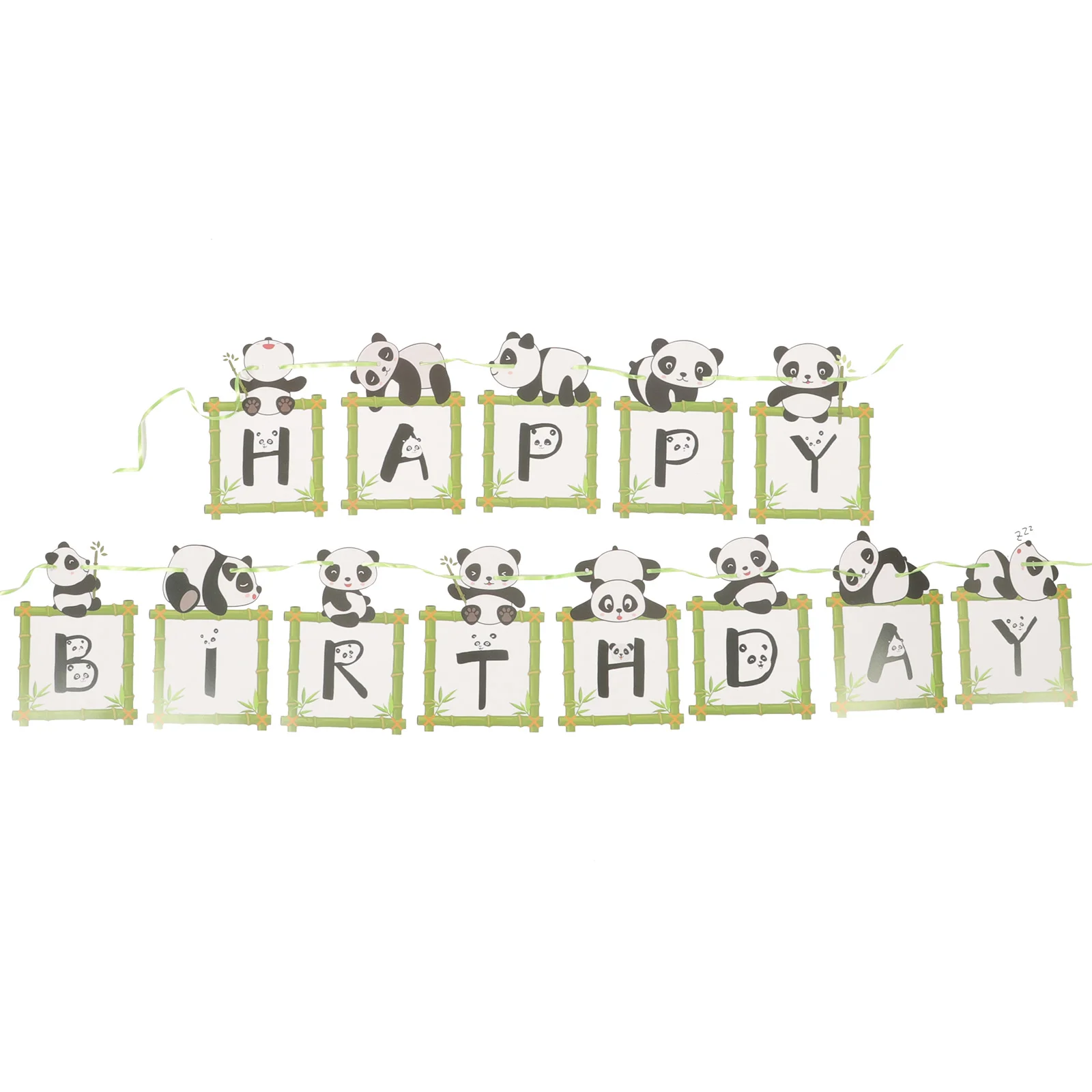 

Photo Ornament Panda Theme Banner Happy Birthday Flags Sign Party Backdrop Decor