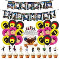 game roblox themed birthday party decorations supplies banner pull flag cake topper insert balloon set