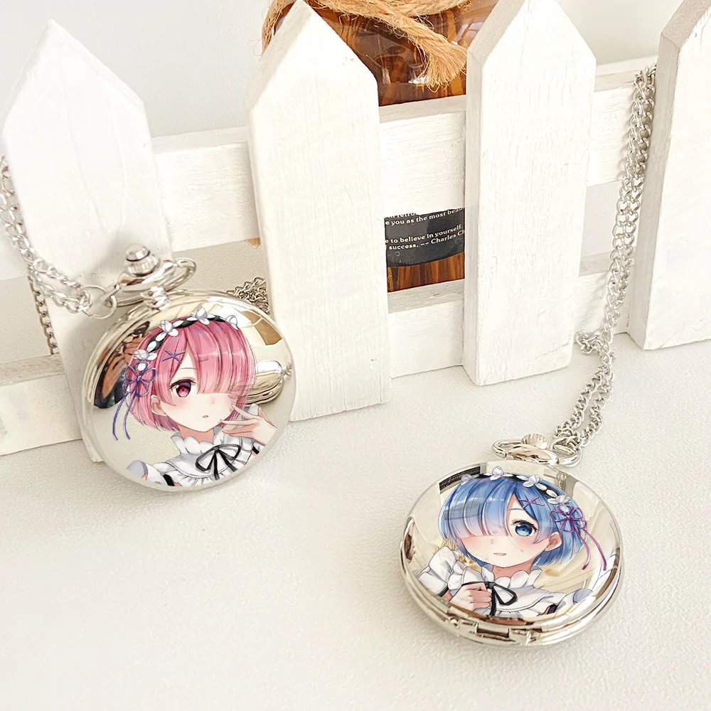 

Механические часы с рисунком аниме «Re:Life in a другой мир», унисекс, студенческие милые карманные часы с мультяшным персонажем, подарки