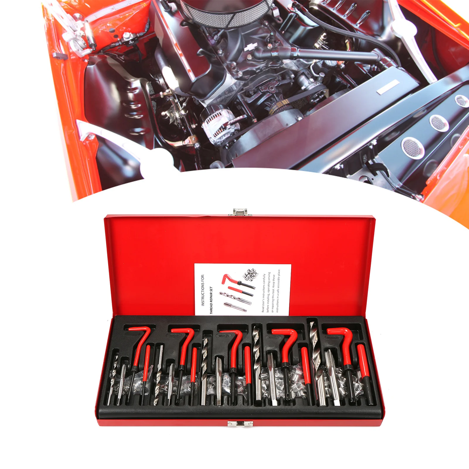

131Pcs Thread Repair Kit M5 M6 Metric8 Metric10 M12 Threaded Tool Twist Drill Bits For Repair Damaged Threads With Storage Case