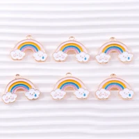 10pcs 24x18mm enamel colorful clouds rainbow charms for jewelry making girls cute drop earrings pendants necklaces diy gifts