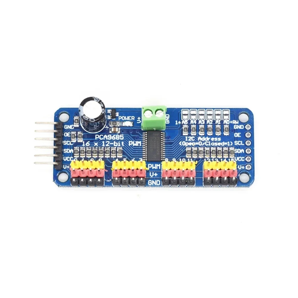 Фото PCA9685 16-канальный 12-битный сервопривод ШИМ-интерфейс I2C-для Arduino Raspberry Pi DIY Servo Shield Модуль сервошипника №1