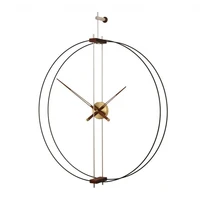 large spain luxury wall clock metal 3d clcoks wall home decor living room walnut silent watch modern horloge murale reloj pared