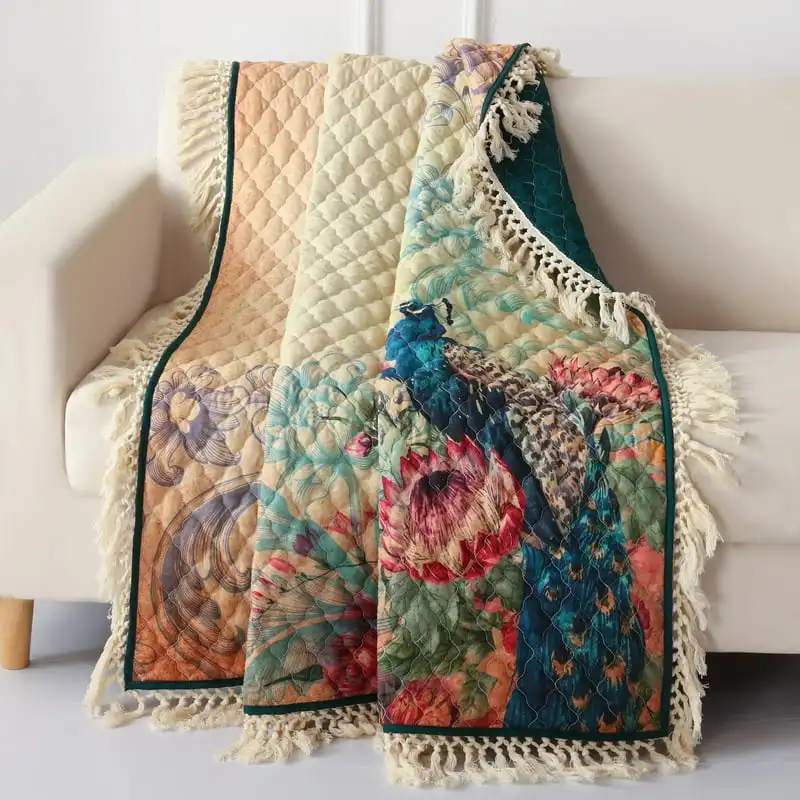 

Peacock Quilted Throw Blanket