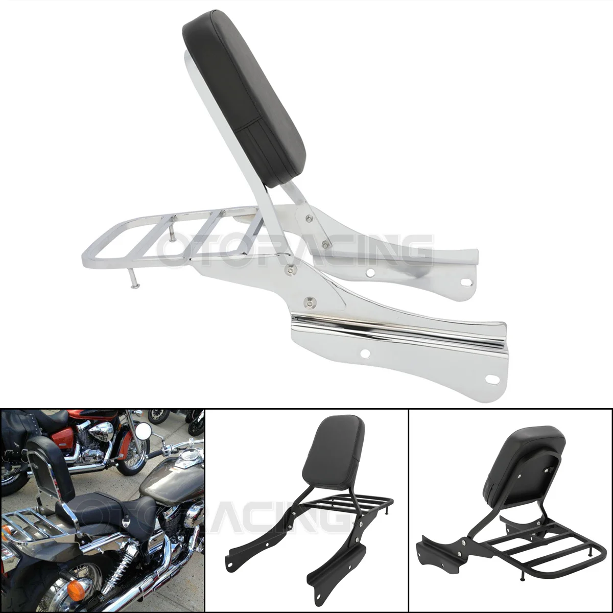 Motorcycle Rear Passenger Chrome Backrest Sissy Bar For Honda Shadow Spirit 750 VT750 2001 2002 2003 2004 2005 2006 2007 2008