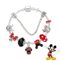 cartoon cute disney bracelet jewelry minnie mickey mouse bracelet woman metal diy crystal beads brand designer pulsera for womem