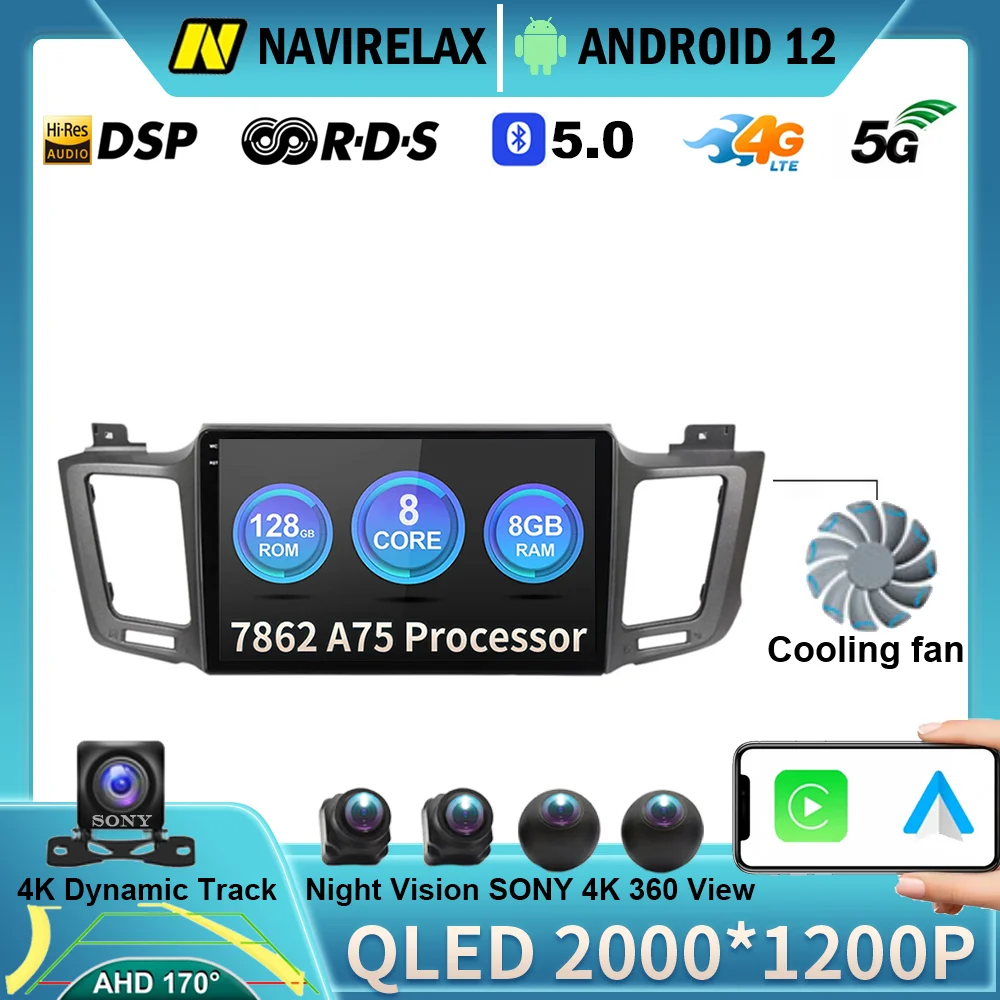 

Автомагнитола 10,1 дюйма, Android 12, DSP, 4G, мультимедийный видеоплеер, GPS-навигация для Toyota RAV4, 4 XA40, 5 XA50, 2012-2018, QLED