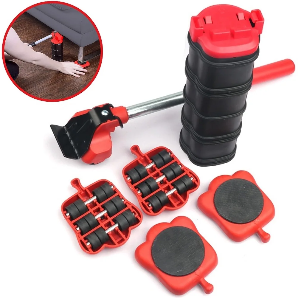 5/14PcsSet Dropshipping Furniture Mover Set Furniture Mover Tool Transport Lifter Heavy Stuffs Moving Wheel Roller Bar HandTools