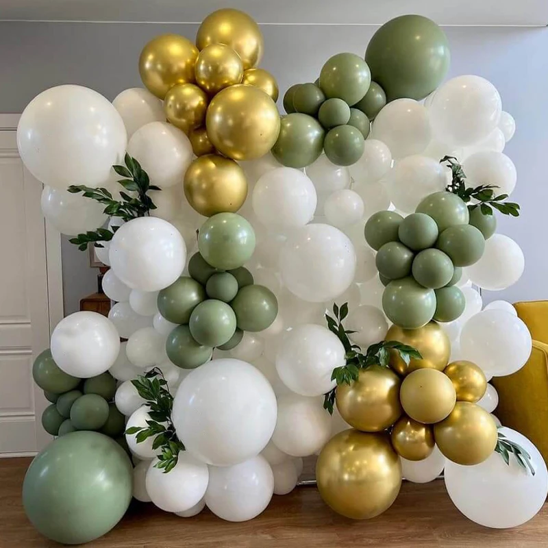 

117pcs/set Retro Green White Balloons Garland Arch Kit Chrome Latex Ballon For Baby Shower Wedding Birthday Christma Party Decor