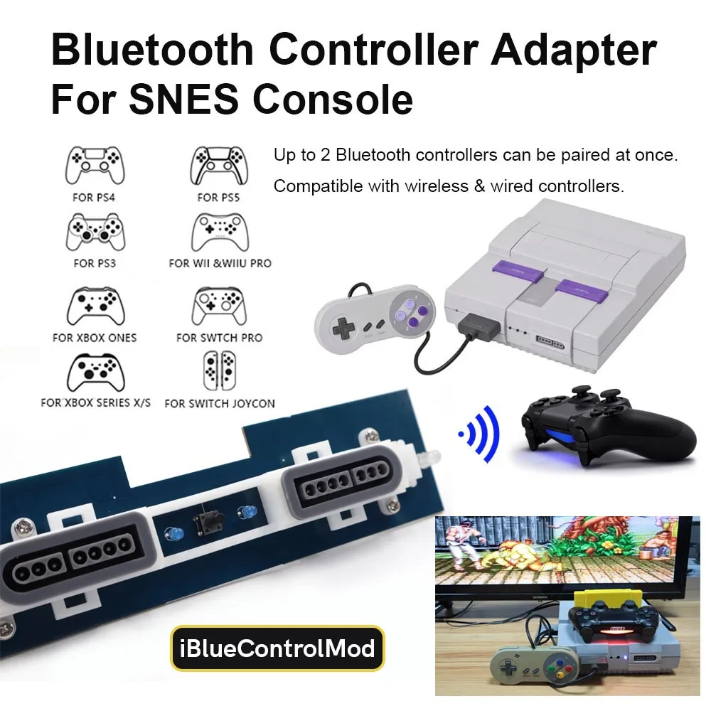 Внешний Bluetooth-адаптер iBlueControlMod SNES для консоли