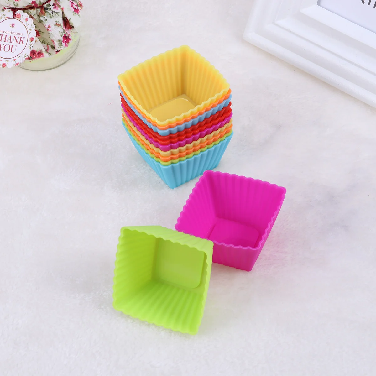 

Cups Baking Silicone Muffin Cupcake Liners Square Reusable Molds Rubber Cup Pans Kitchen Wrapper Stick Non Mold Cake Nonstick