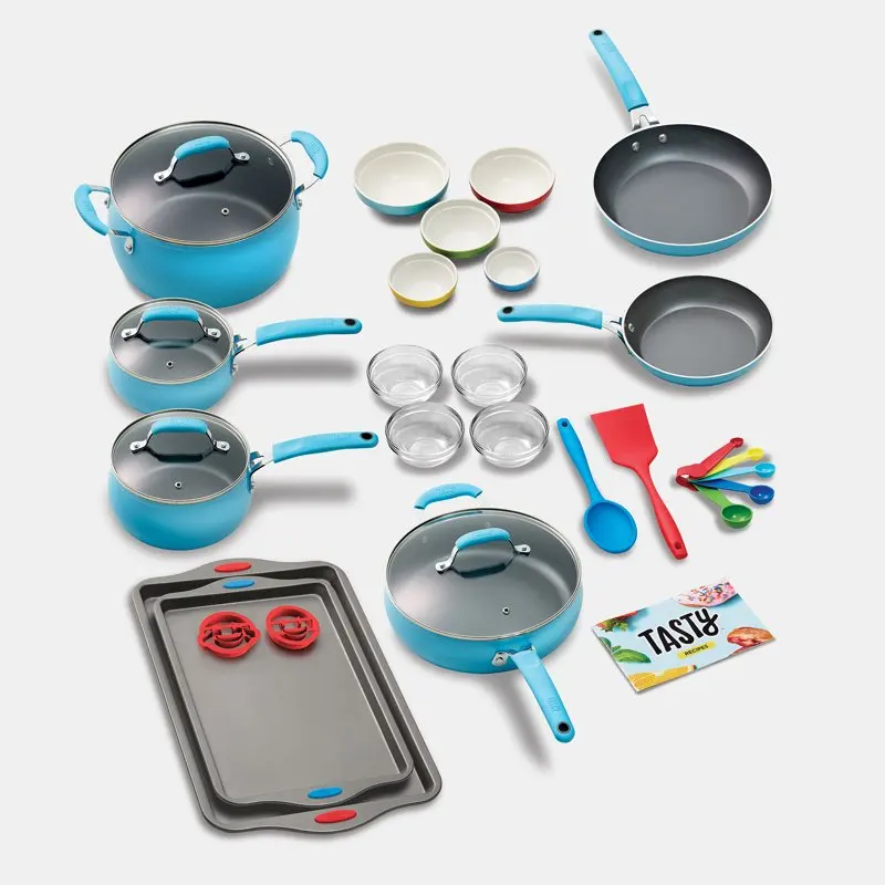 

Новинка 2023, набор синей кухонной посуды, набор посуды из 30 предметов, набор кастрюль и сковородок, включая сковороды