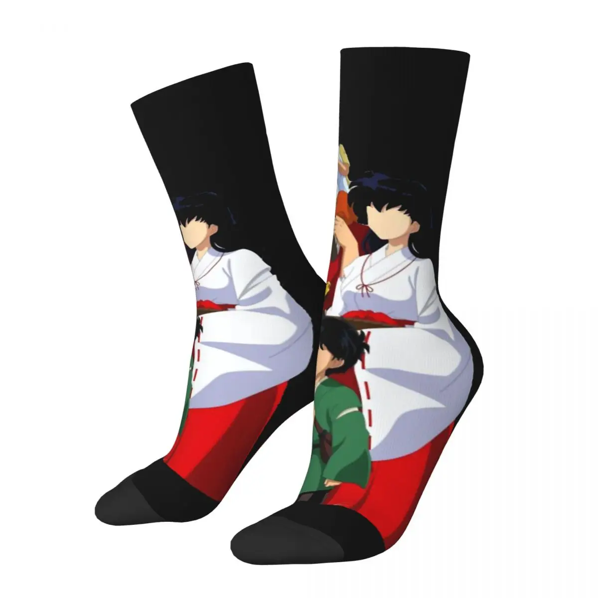 

Funny Crazy Sock for Men Kagome Family Hip Hop Harajuku Inuyasha Kagome Anime Happy Seamless Pattern Printed Boys Crew Sock