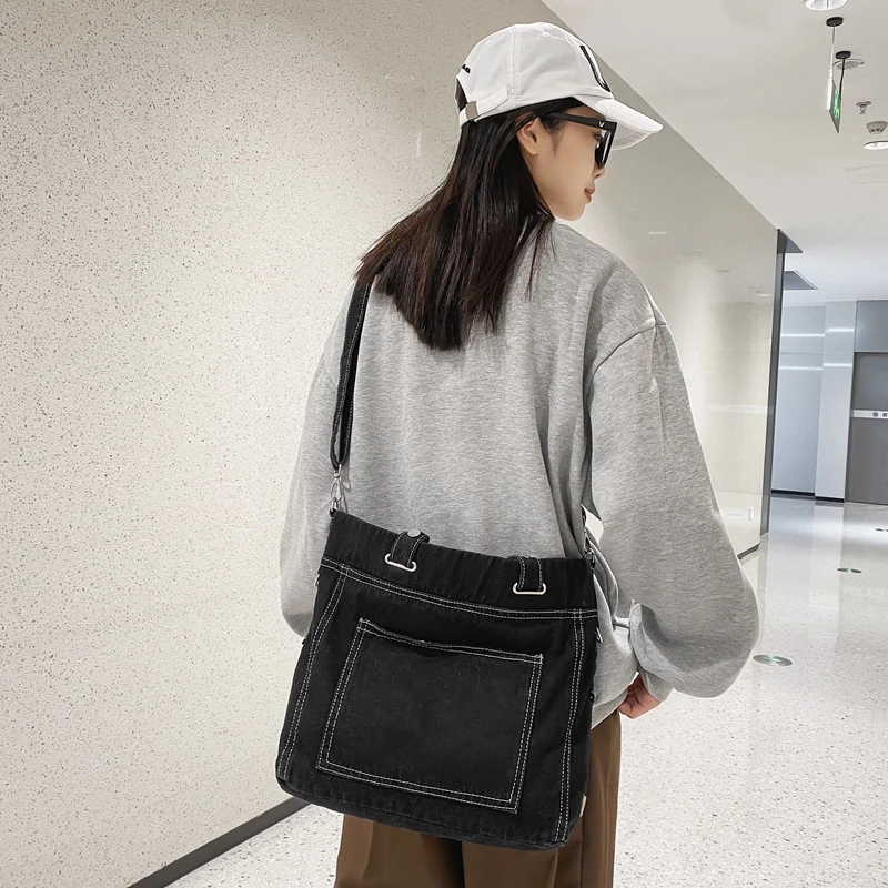 

Женская джинсовая сумка Y2K, женские сумки-мессенджеры, Студенческая сумка-тоут, джинсовая сумка через плечо, эко-сумка, корейские сумки-слинги для покупок