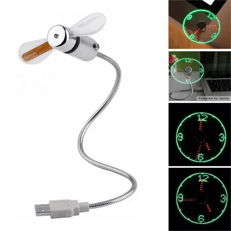 

Metal Hose Clock USB Charging Fan Portable LED Light Adjustable Real Time Display Electronic USB Fan Clock Home Office Supplies