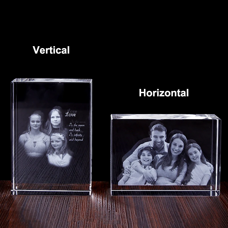 Custom Personality Memorable Photo Laser Engraving Decorative Crystal Block Wedding Anniversary Commemoration Day Frame |