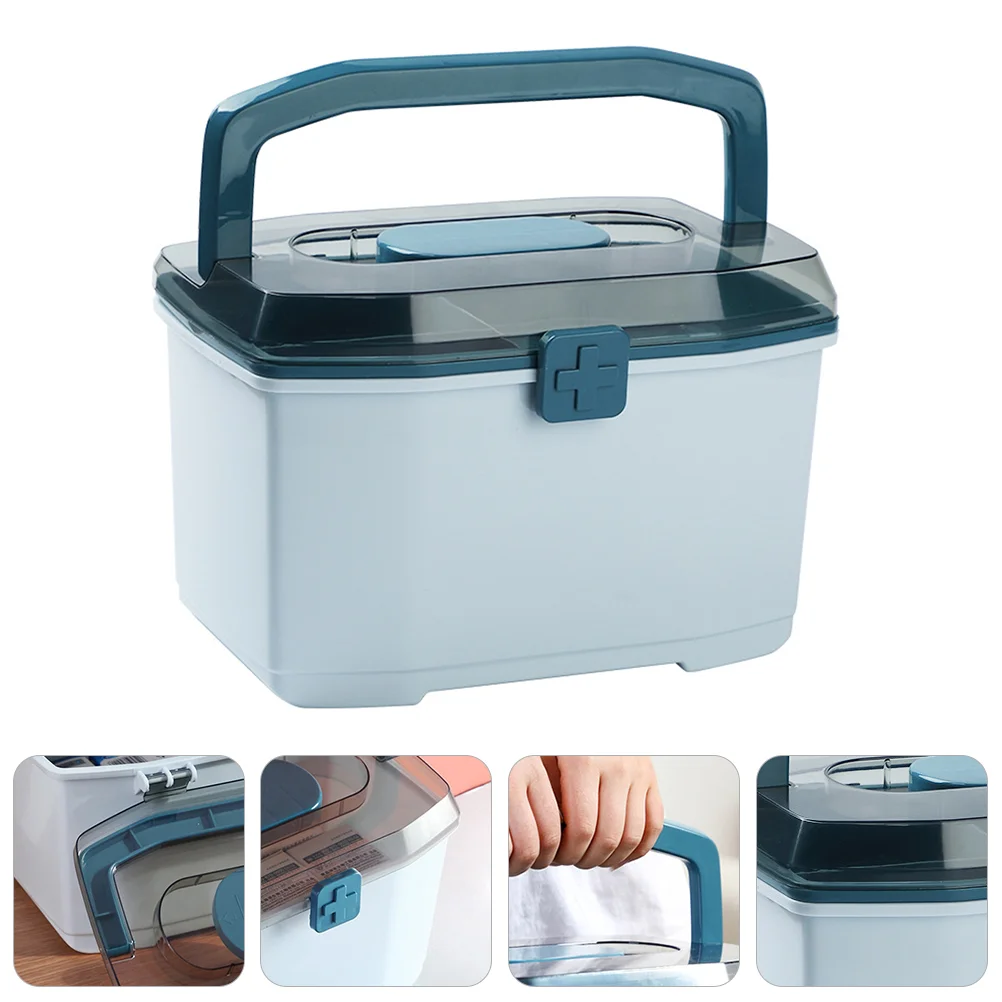 

Box First Aid Container Emergency Storage Family Portable Kit Lock Organizer Handle Empty Bin Desktop Case Containers Household