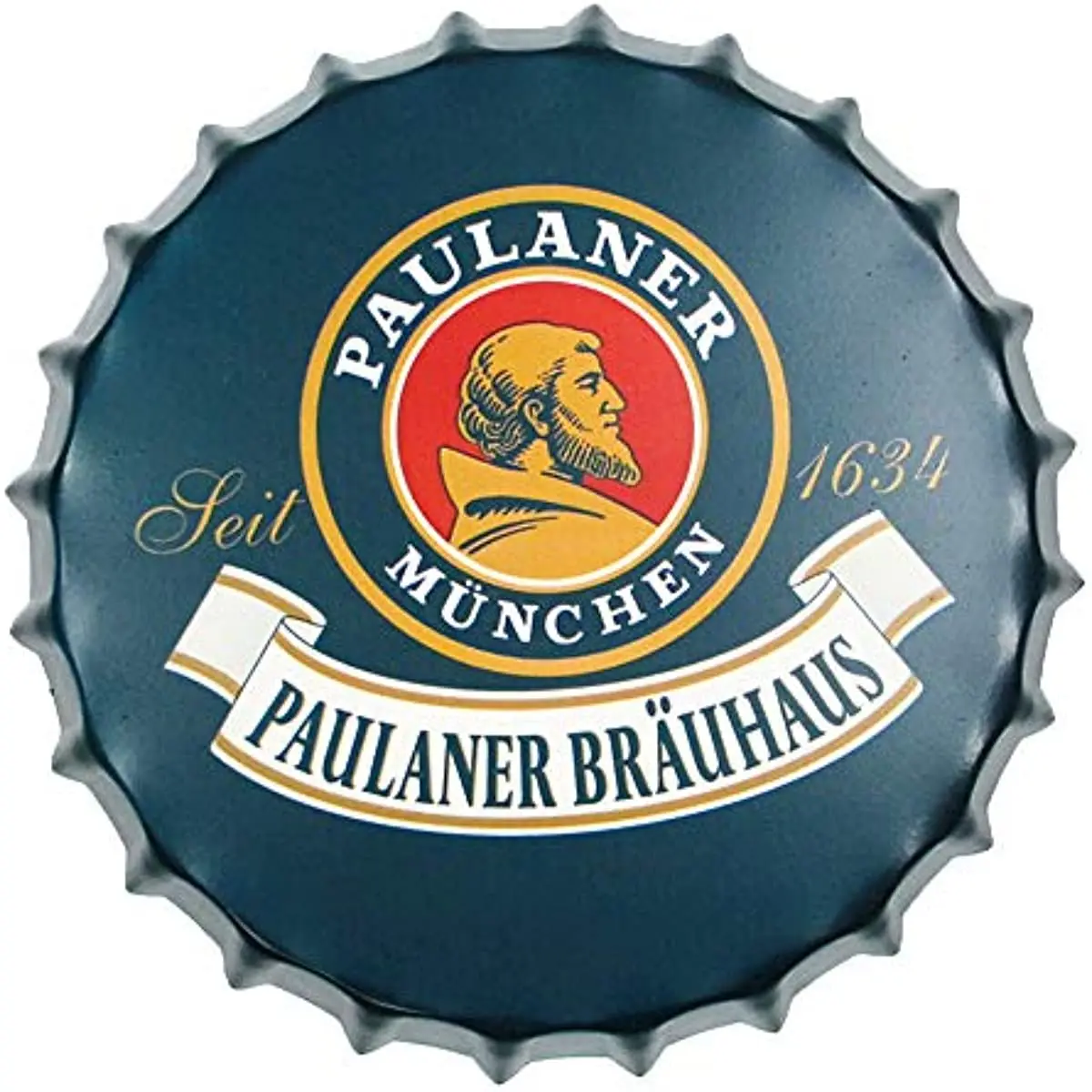 Настенная декоративная крышка для пивных бутылок в стиле ретро, креативные металлические железные знаки, украшение для кафе, пива, бара, диаметр 13,8 дюйма (Paulaner)