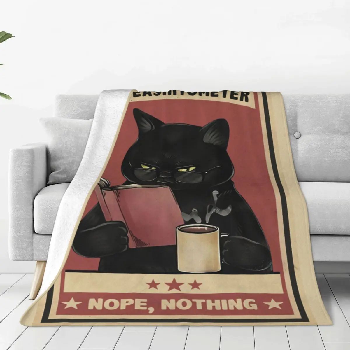 

Black Cat Read Book Giveashitometer Knitted Blankets Wool Throw Blanket Home Couch Portable Soft Warm Bedsprea