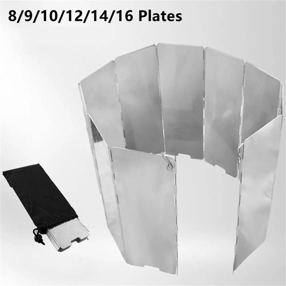 

8/9/10/12/14/16pcs Plates Folding Camping Stove Windshield Picnic Gas Cooker Wind Screen Cooking Burner Aluminum Wind Shield