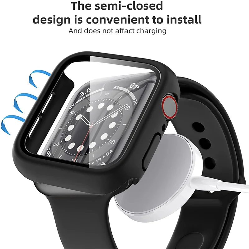 Стекло и крышка для Apple Watch чехол SE 7 6 5 4 3 аксессуары iWatch протектор экрана watch серии