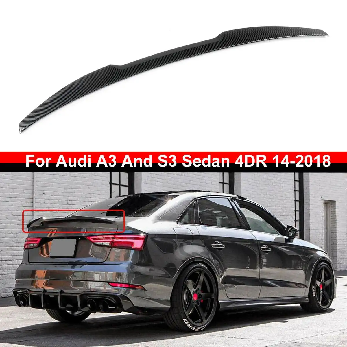 Автомобильный задний спойлер A3 S3 удлинитель для крыла багажника Audi Sedan 2014-2018 |