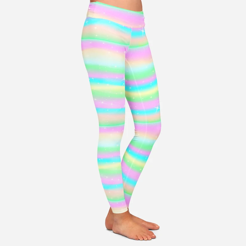 LETSFIND New Arrival Woman Pants 3D Watercolor Stripes Print Fitness Leggings High Waist Soft Slim Girl Leggings